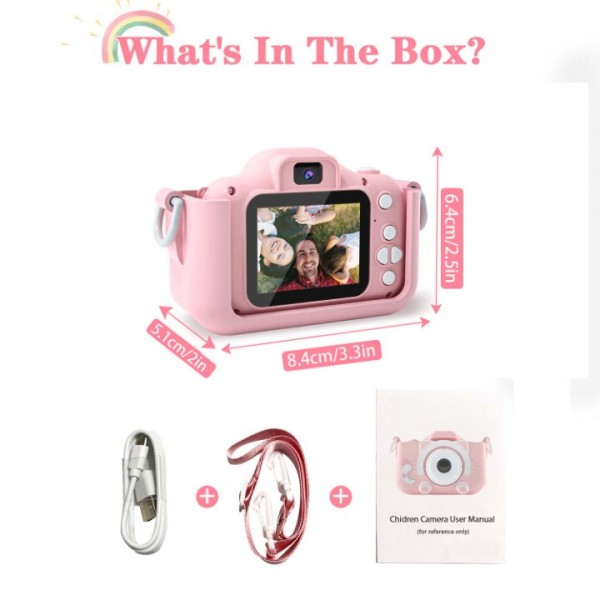 RIVGOT Kids Camera, Toy Camera for Kids Aged 3 4 5 6 7 8 9 10 11 12, 1080P HD Toddler Digital Video Camera, Children's Camera for Boys and Girls, Perfect Christmas & Birthday Gifts - Pink